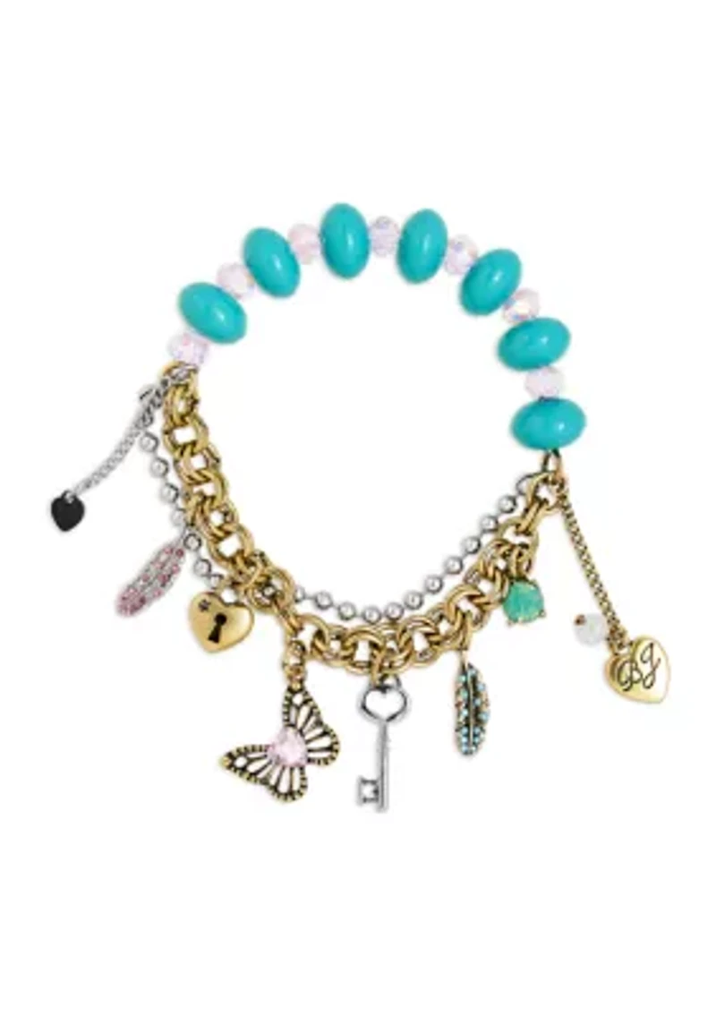 Boho Butterfly Mixed Charm Stretch Bracelet