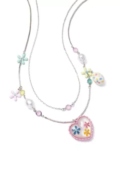 Spring Floral Heart Layered Necklace
