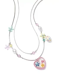 Spring Floral Heart Layered Necklace