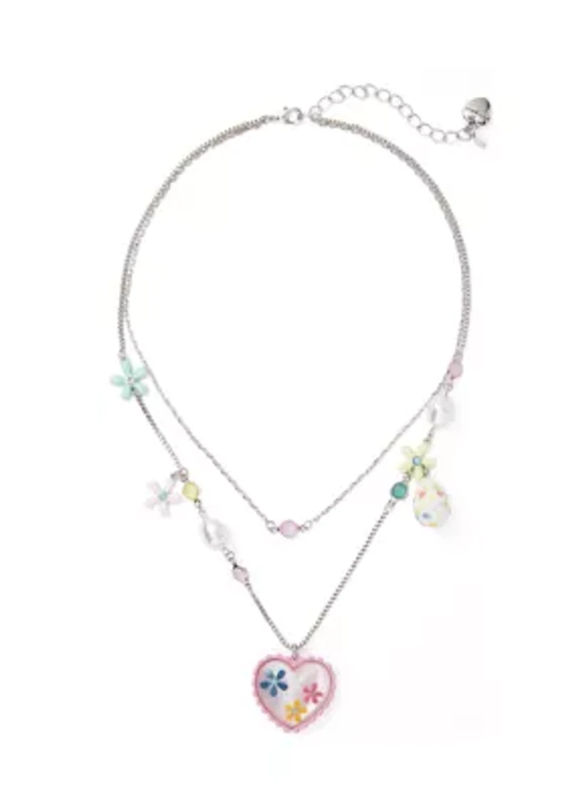 Spring Floral Heart Layered Necklace