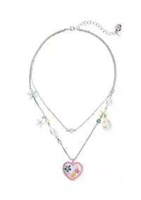 Spring Floral Heart Layered Necklace
