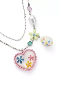 Spring Floral Heart Layered Necklace