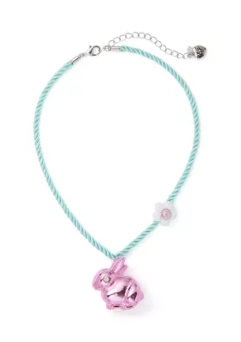 Spring Bunny Pendant Rope Necklace