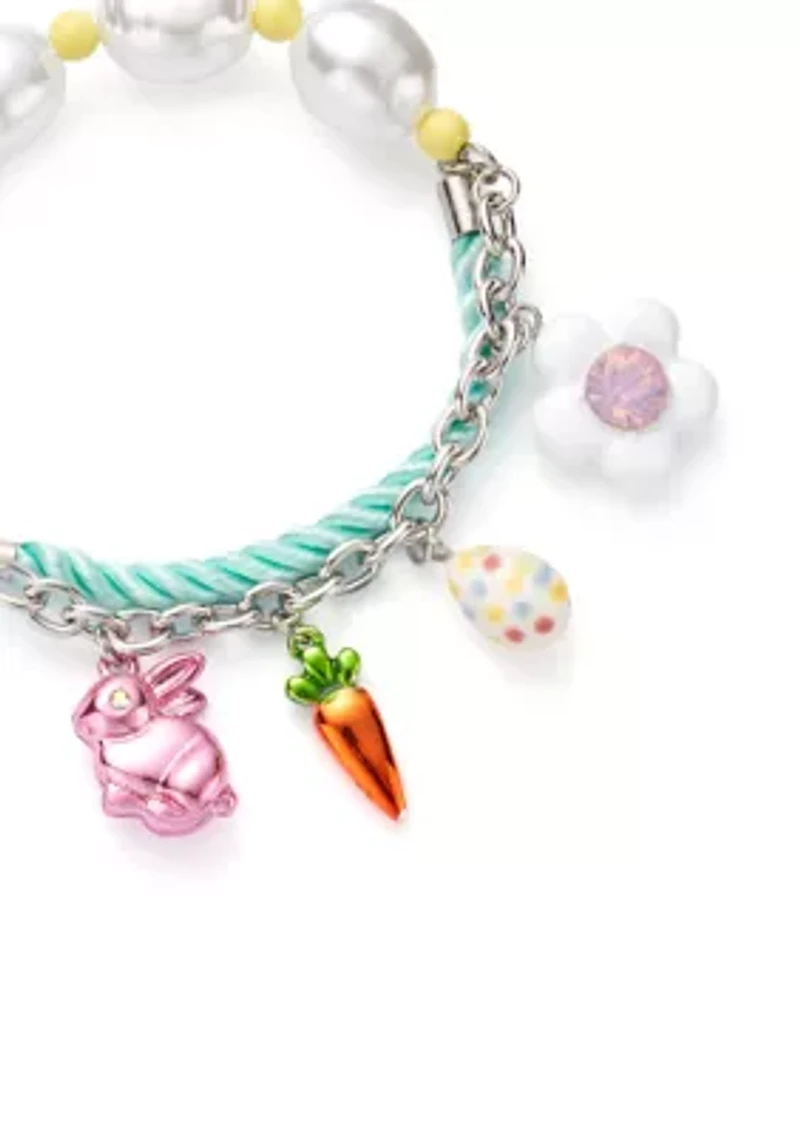 Spring Bunny Mixed Charm Stretch Bracelet
