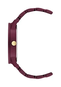 Quartz Round Burgundy Rubberized Link Watch