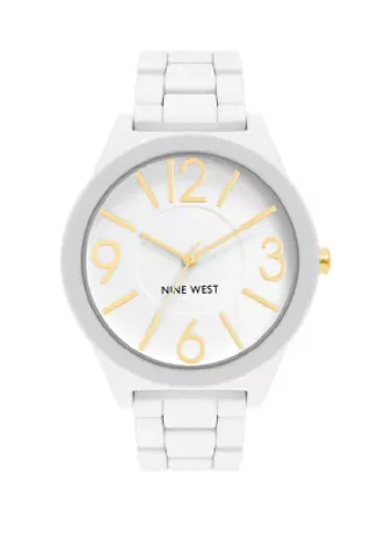 Women's 42 Millimeter Matte White Metal Link Bracelet 