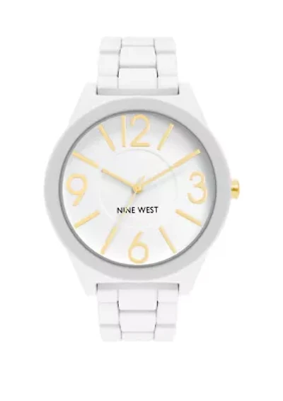 Women's 42 Millimeter Matte White Metal Link Bracelet