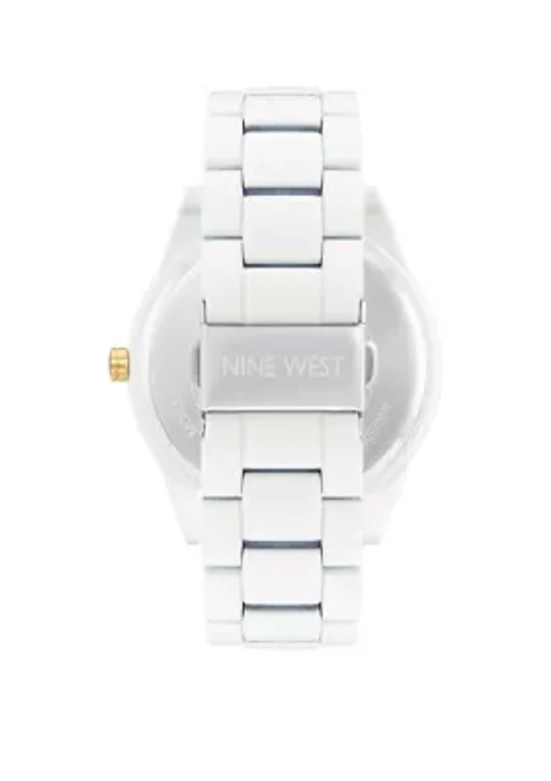 Women's 42 Millimeter Matte White Metal Link Bracelet 