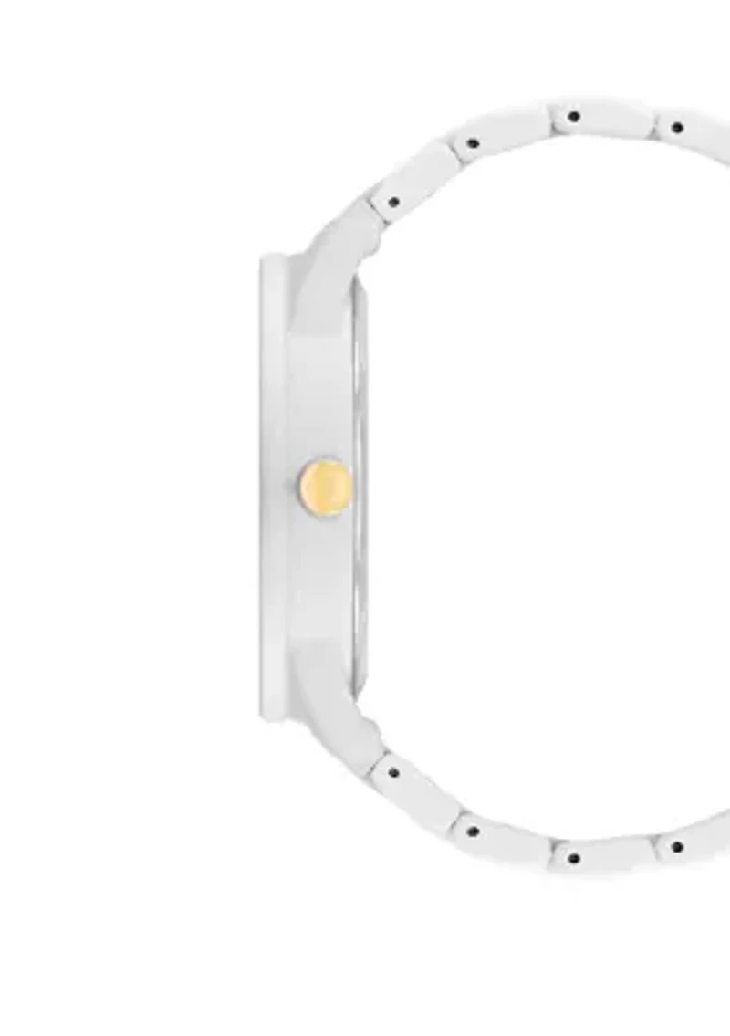 Women's 42 Millimeter Matte White Metal Link Bracelet 