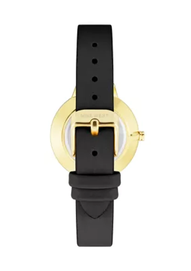 Leather Band and Alloy Metal with Floral Pattern Dial Watch