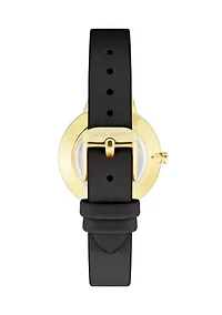 Leather Band and Alloy Metal with Floral Pattern Dial Watch