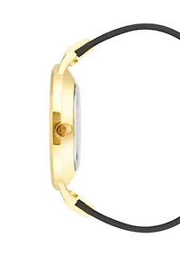 Leather Band and Alloy Metal with Floral Pattern Dial Watch