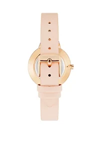 Leather Band and Alloy Metal with Floral Pattern Dial Watch