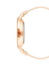 Leather Band and Alloy Metal with Floral Pattern Dial Watch
