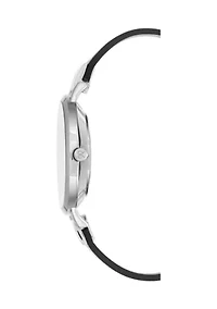 Leather Band and Alloy Metal with Floral Pattern Dial Watch