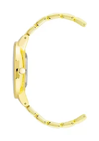 Quartz Round Gold-Tone Alloy Metal Link Bracelet Watch