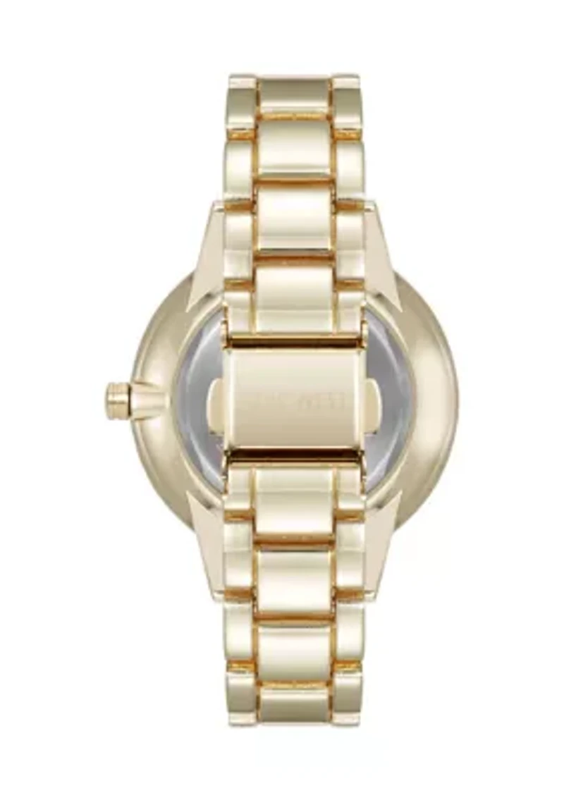 Quartz Metal Alloy Embossed Floral Dial Watch