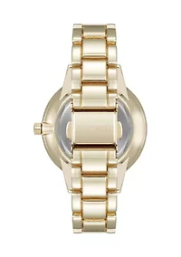 Quartz Metal Alloy Embossed Floral Dial Watch