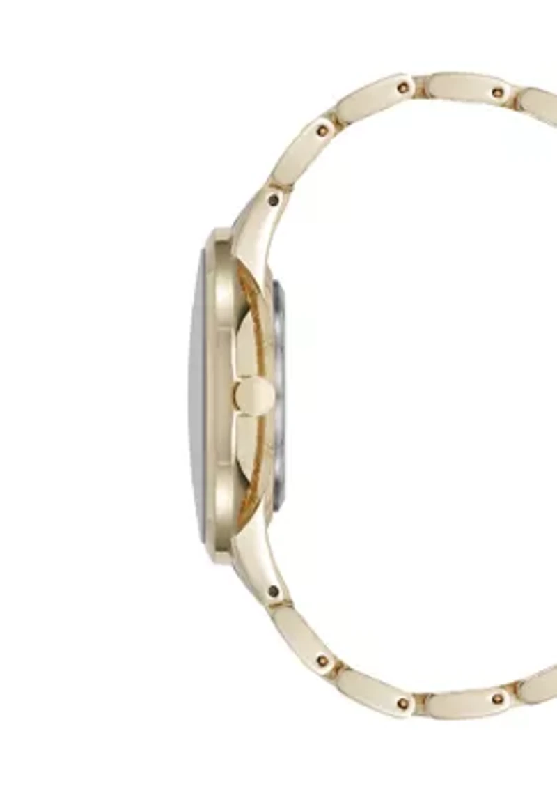 Quartz Metal Alloy Embossed Floral Dial Watch
