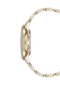 Quartz Metal Alloy Embossed Floral Dial Watch