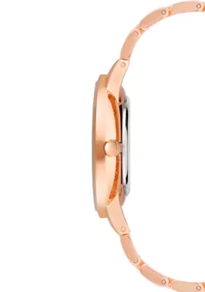 Women's 36 Millimeter Rose Gold-Tone Metal Link Bracelet Watch