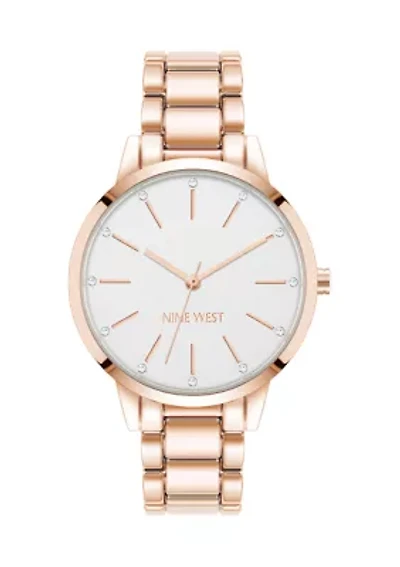  Rose Gold-Tone Alloy Link Bracelet Watch