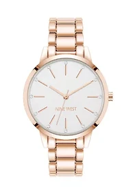  Rose Gold-Tone Alloy Link Bracelet Watch