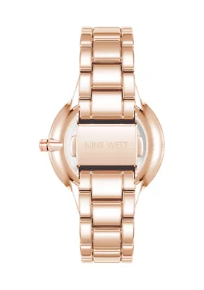 Rose Gold-Tone Alloy Link Bracelet Watch