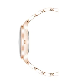 Rose Gold-Tone Alloy Link Bracelet Watch