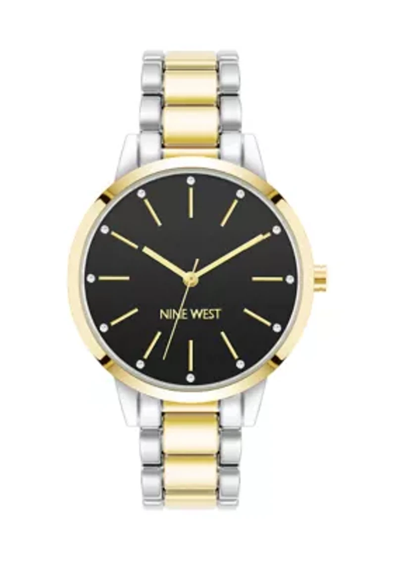 Women's Quartz Round Two-Tone Alloy Link Bracelet Watch