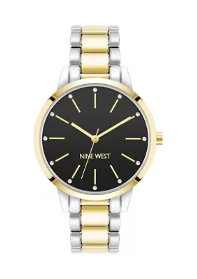 Women's Quartz Round Two-Tone Alloy Link Bracelet Watch