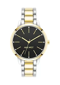 Women's Quartz Round Two-Tone Alloy Link Bracelet Watch