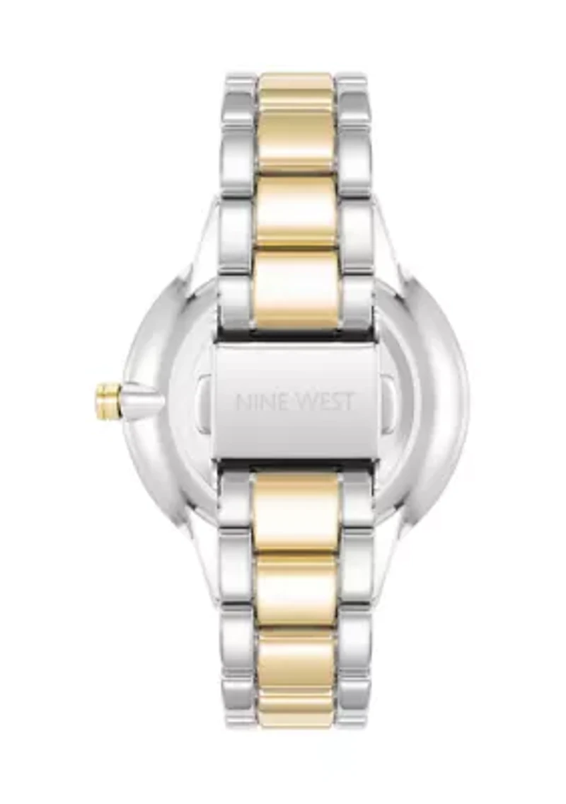 Women's Quartz Round Two-Tone Alloy Link Bracelet Watch