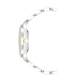Women's Quartz Round Two-Tone Alloy Link Bracelet Watch