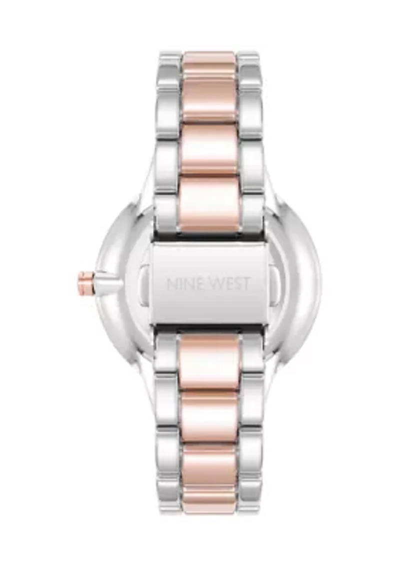  Women's Quartz Round Two-Tone Alloy Link Bracelet Watch