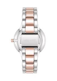  Women's Quartz Round Two-Tone Alloy Link Bracelet Watch