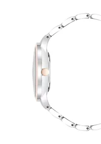  Women's Quartz Round Two-Tone Alloy Link Bracelet Watch