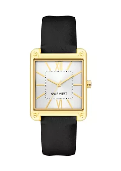 Women's Rectangular Faux Leather Band Watch