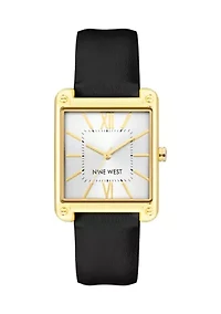 Women's Rectangular Faux Leather Band Watch