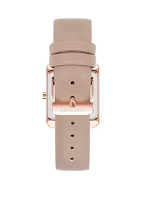 Women's 29 Millimeter Rectangular Taupe Faux Leather Band Watch 