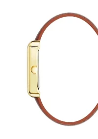 Rectangular Honey Faux Leather Strap Watch