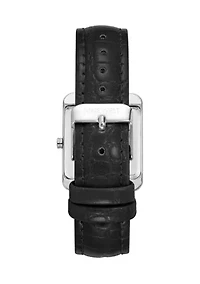 Textured Jet Band Silver Tone Watch