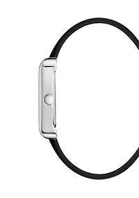 Textured Jet Band Silver Tone Watch