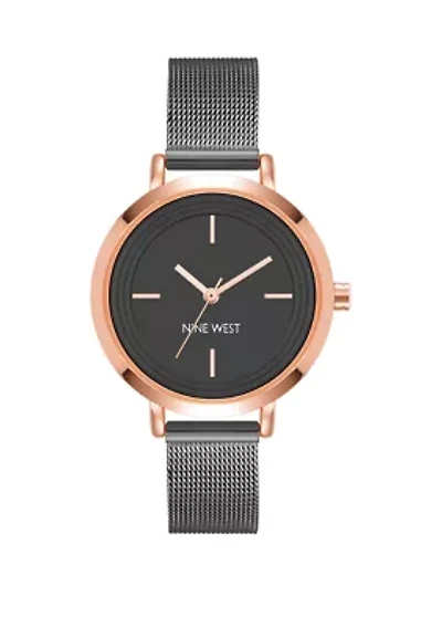 Women's 34 Millimeter Black Stainless Steel Mesh Band Watch