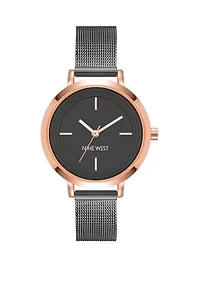 Women's 34 Millimeter Black Stainless Steel Mesh Band Watch