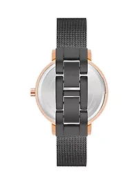 Women's 34 Millimeter Black Stainless Steel Mesh Band Watch