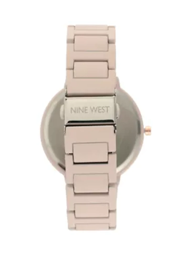 Women's 40.5 Millimeter Light Pink Rubberized Metal Link Bracelet Watch