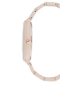 Women's 40.5 Millimeter Light Pink Rubberized Metal Link Bracelet Watch 
