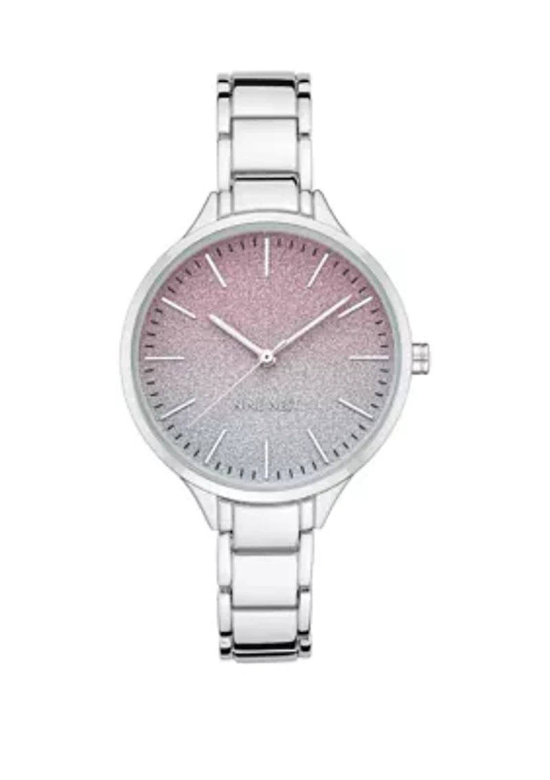 Women's 36 Millimeter Silver-Tone Metal Link Bracelet Watch