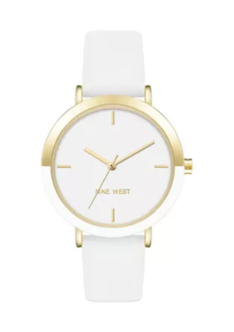 Quartz Modern White Polyurethane Leather Band Watch